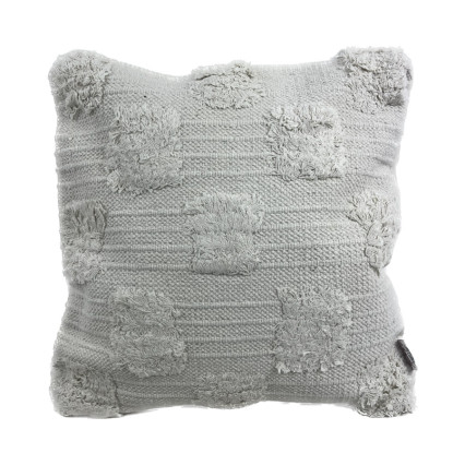18" Square Pillow- Cream with Fringe Patches