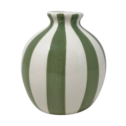 4" Green Stripe Vase