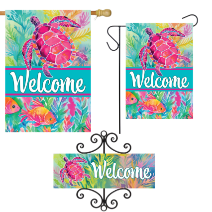 Watercolor Turtle Yard Decor Set