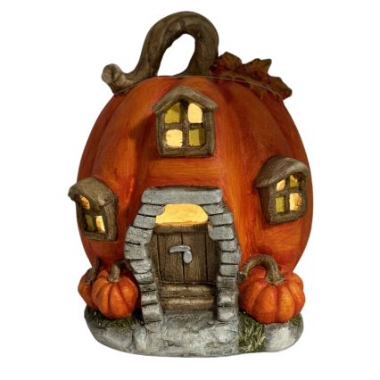 14" Light Up Pumpkin House