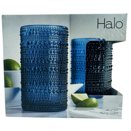 Halo Set of Four 15.2oz Glasses-Blue