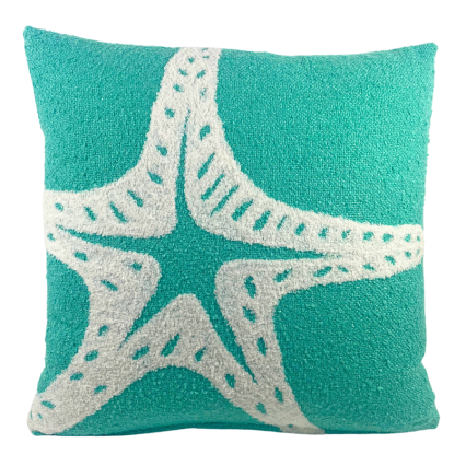18" Starfish Turquoise Outdoor Pillow
