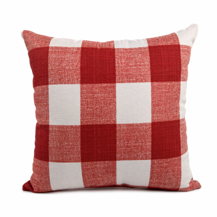 17" Red & White Buffalo Plaid Outdoor Pillow