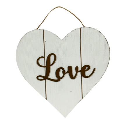 10" White Wooden Sign- Love