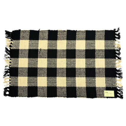 Beige and Black Checkered with Fringe Placemat