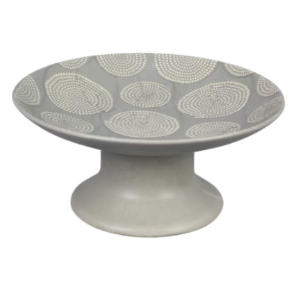 Ceramic Gray and White Swirl Pedestal Plate