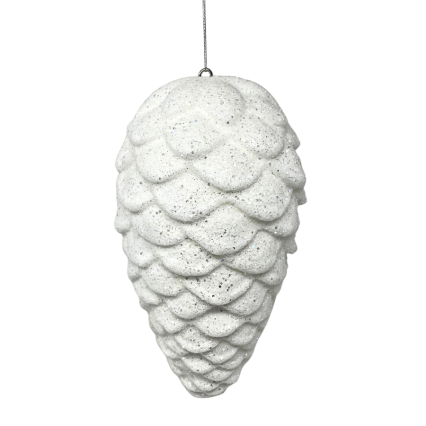 9" Snowy White Pinecone Ornament