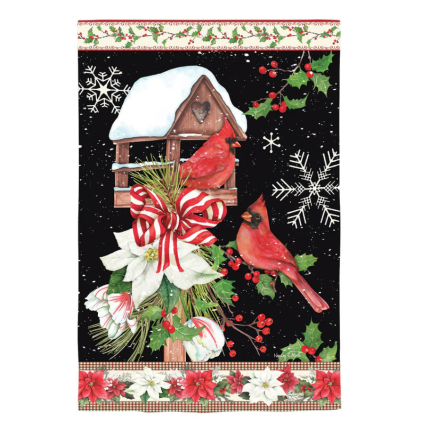 Joyful Cardinal Winter Visit House Flag