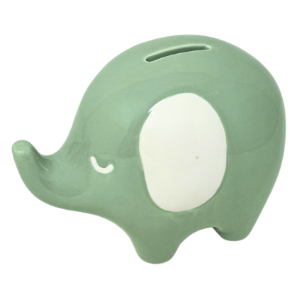 Porcelain Elephant Bank- Teal