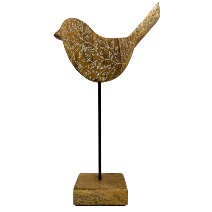 14" Carved Bird on Stick