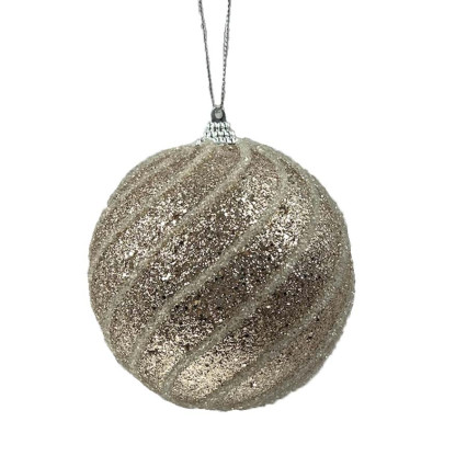 4" Ball Ornament - Champagne Spiral