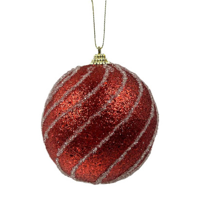 4" ball ornament - Red spiral