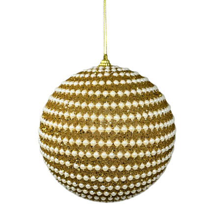 8" Gold Glitter w/ Pearls Ornament