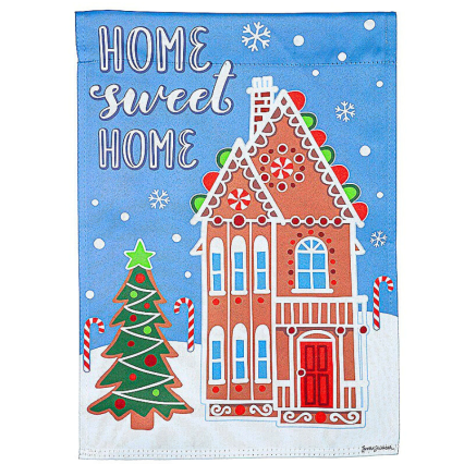 Gingerbread Home Suede Garden Flag