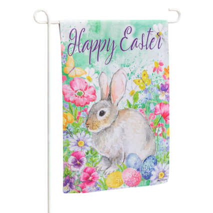 Bunny In The Garden Suede Garden Flag