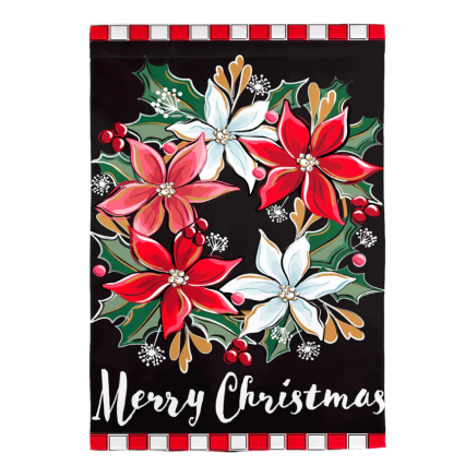 Poinsettia Wreath House Flag