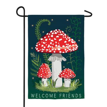 Welcome Friends Mushroom Garden Flag