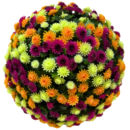 16" UV Mum Topiary Ball - Orange/Lt. Green/Hot Pink