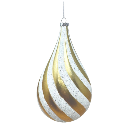 10.5" White & Gold Drown Ornament