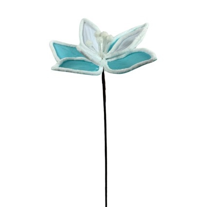 19" Felt Poinsettia Pick- Light Blue