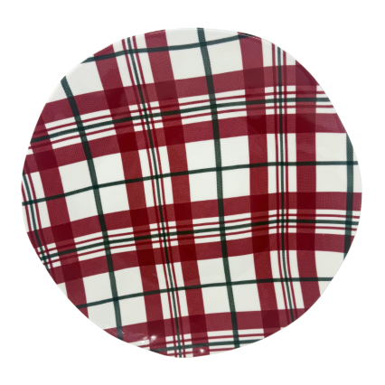 13.5" Holiday Plaid Ceramic Plater