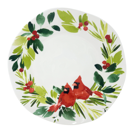 13.5" Holiday Cardinal Ceramic Plater