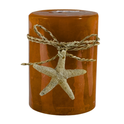 4" Orange Candle with Starfish