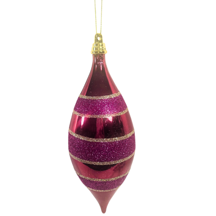 8" Pink Champagne Stripe Ornament