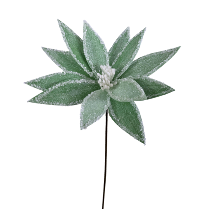 22" Frosted Poinsettia Stem- Light Teal