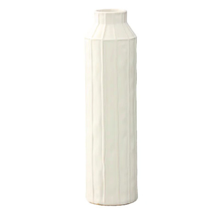 14" Ceramic Round Vase - White