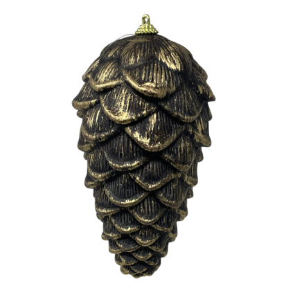 8" Black & Gold Pinecone Ornament