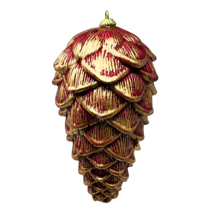 8" Red & Gold Pinecone Ornament