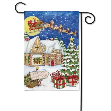 Santa's Workshop Garden Flag