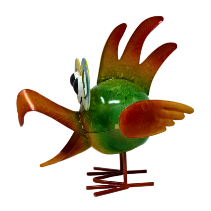 8" Metal Bobble Baby Bird-Orange & Green