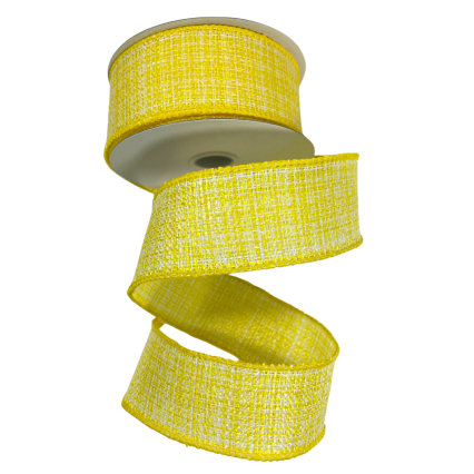 1.5" x 10yd Yellow & White Canvas Ribbon