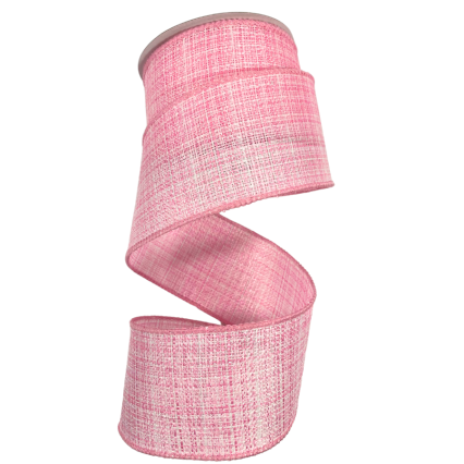 2.5" x 10yd Pink & White Canvas Ribbon