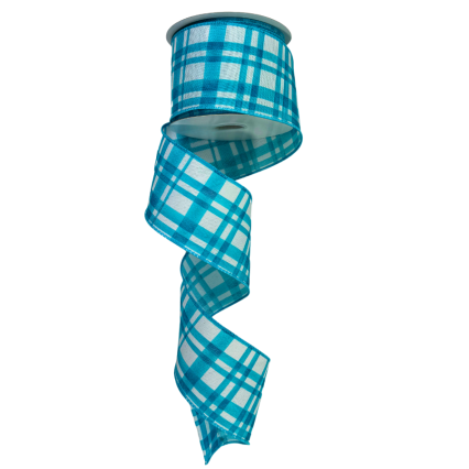 2.5" x 10yd Light Blue Plaid Ribbon