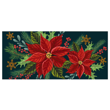 Happy Holidays Poinsettia Sassafras Mat