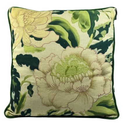 17" Stitched Green Floral Indoor Pillow