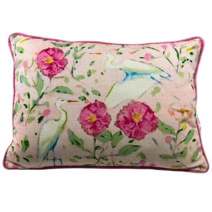 20" x 14" Pink Egrets in Camellias Indoor Pillow