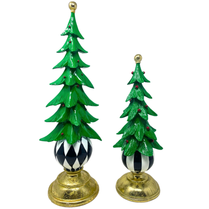 Christmas Trees on Ball Pedestal Set