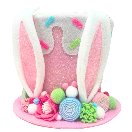 7" Candy and Sprinkles Pink Bunny Top Hat