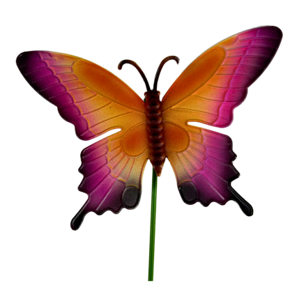 27" Butterfly Yard Stake- Orange & Pink