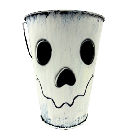 6.5" White Painted Ghost Tin Bucket