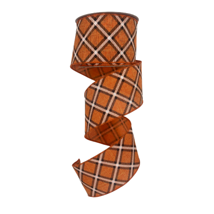 2.5" x 10yd Orange Plaid Ribbon