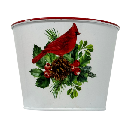 4" Tin Bucket with Cardinal