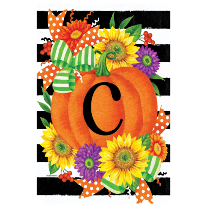 Pumpkin Splendor-Monogram Garden Flag-C