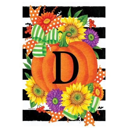 Pumpkin Splendor-Monogram Garden Flag-D