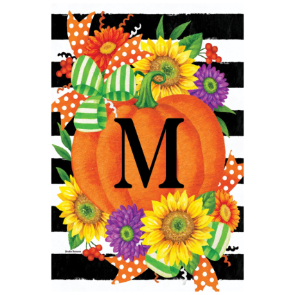 Pumpkin Splendor-Monogram Garden Flag-M