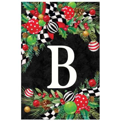 Christmas Swag Monogram Garden Flag- B